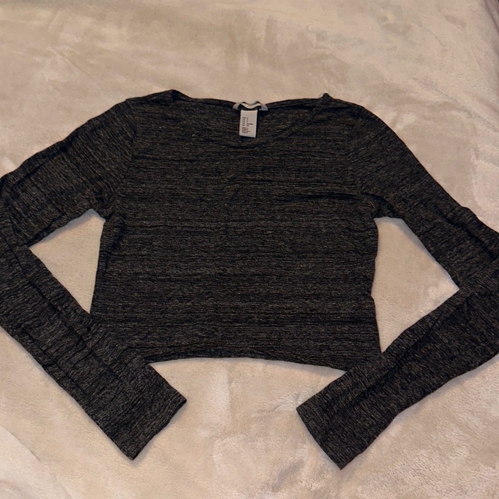 H&M Cropped Long Sleeve Pima Cotton Top Size Small